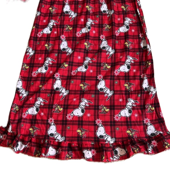 Snoopy Peanuts Kids Girls Nightgown Red Plaid Holiday Christmas Small or Medium - Picture 3 of 6